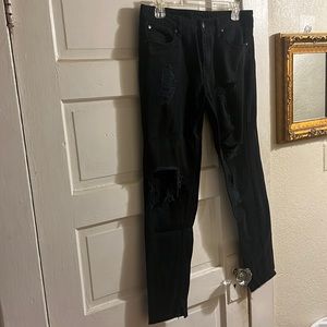 Split hem distressed jeans black size 30 x 30
